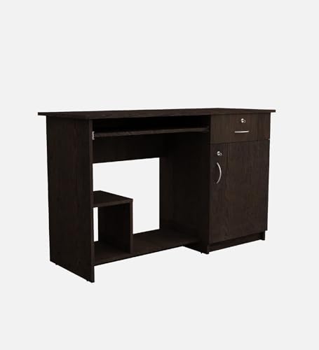Image of Classy Study & Home Office Computer Desk | Engineered Wood | Straight Design | Dark Wenge Finish | Durable & Easy Knock-Down Assembly