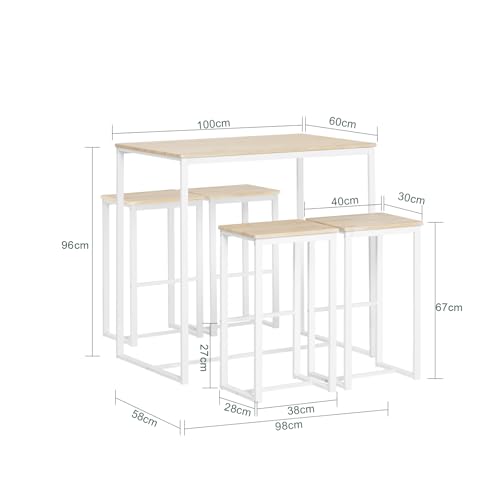 Miniatura 6 de Sobuy Ogt15-Wn Set Mesa Alta De Bar Y 4 Taburetes Muebles Bar Comedor Es Ogt15-Wn