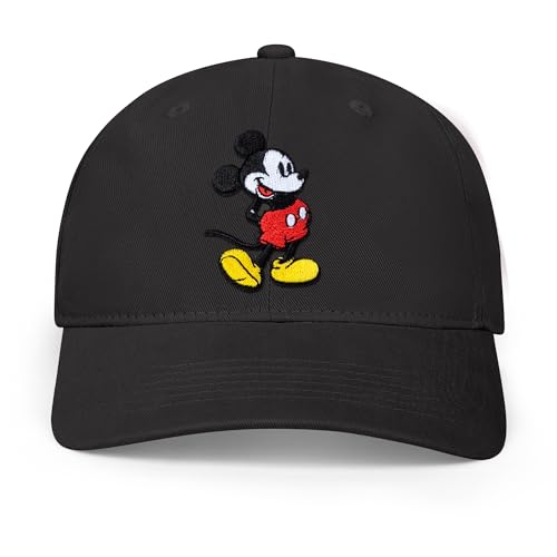 Disney Men's Standard Adult Baseball Cap, Mickey Mouse Adjustable Dad Hat, Black, ONE Size