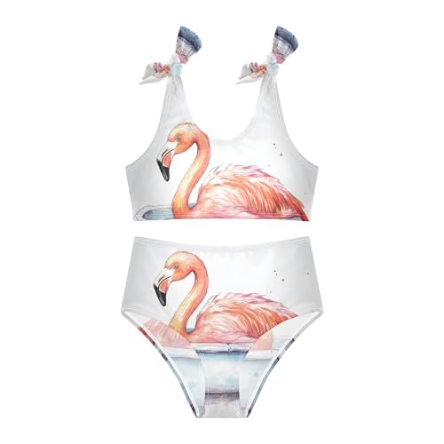 Watercolor Flamingo in Tub Paint Girls Bikini Sets 2 Piece Swimsuits Bathing Suit Swimwear3