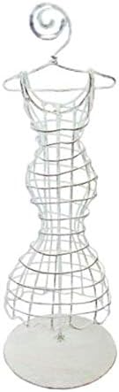 MY SWANKY HOME Elegant White Iron Wire Hourglass Dress Form Set 2 Jewelry Photo Holder 11 in