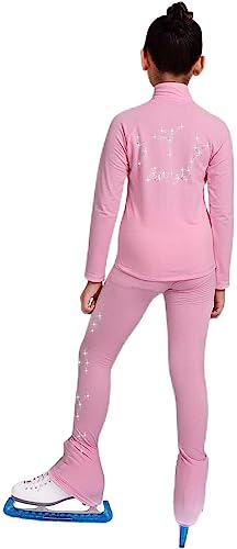 Exercício Correndo Calças de patinação no gelo para meninas, calças de prática de patinação com stra