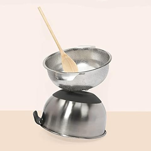 noah Mixing Bowl and Colander Set of 2 - Kitchen Accessories - Stainless Steel Cover