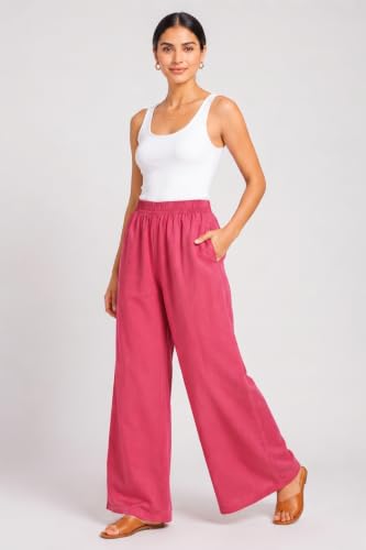Image of Plaazo Women's Cotton Palazzo | Wide Leg Palazzo for Women | Soft Breathable High Waist Bottom Wear | Comfortable Casual, Office, Travel for Women