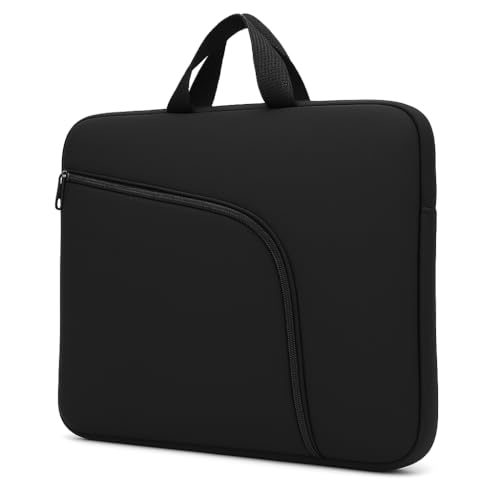 Capa Para Notebook 15,6 Polegadas Com Bolso E Alça Zíper Reforçado - Preta Neoprene Proteção Transporte Segura Maleta Case
