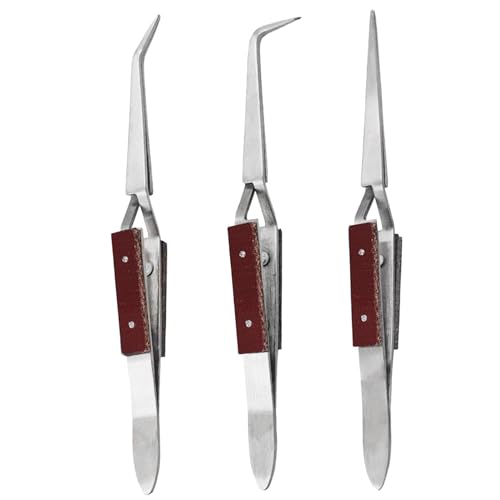 Zunishaone Ensemble de pincettes en acier inoxydable, pince à épiler en acier inoxydable pour l'usinage - Pince à épiler électronique 3X - Pince à souder avec poignée en fibre de précision