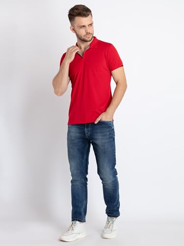 Image of Status Quo Men's Polo T-Shirt | Rich Cotton Blend | Slim Fit | All Day Comfort | Contrast Inner Placket | Polo Collar