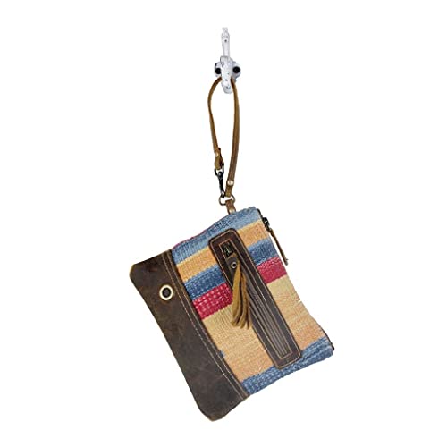 Myra Bag Midsummer Pouch Upcycled Cotton & Leather S-30784