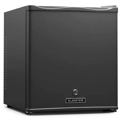 Klarstein Minifrigorífico - 28L, con puerta de cristal, para bebidas y aperitivos, pequeño y silencioso, Estantes regulables, Cerradura, Bisagra de puerta intercambiable, Pies regulables en altura