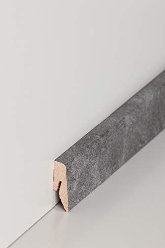 PROVISTON listwa przypodłogowa z płyty MDF, 15 x 40 x 2500 mm, rdzeń MDF, foliowany, bazalt, do klejenia, klipsów, wkręcania i gwoździ, listwa przypodłogowa firmy PROVISTON 12,5 m | 5 sztuk