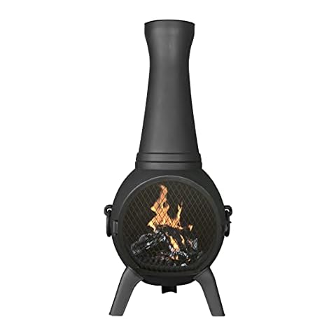 The Blue Rooster Prairie Fire Chiminea Outdoor Fireplace - Wood Burning Cast Aluminum Deck or Patio Firepit Cover