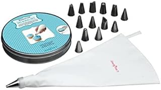 KitchenCraft SDIICESET16 Sweetly Does It Piping Bag and Nozzles in Storage Tin, 16 Piece Cake Decorating Gift Set
