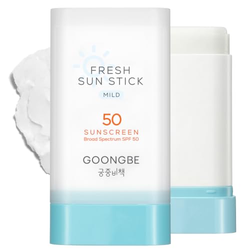 Image of GOONGBE Fresh Sun Stick Mild SPF 50 - No White Cast Zinc Oxide Mineral Sunscreen Stick Balm - Non Greasy Soft Matte Finish - Travel Friendly for Babies, Kids & Adults - Vegan, 0.81oz.