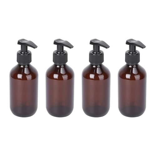 STAHAD 4 Piezas Botella de Emulsión de Pe de 300 Ml Marrón Reutilizable y Portátil para Cosméticos y Acondicionador en Hotel o Baño