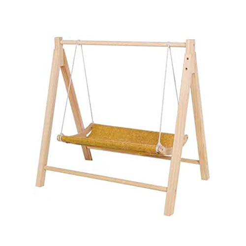 猫 ハンモック 猫ハンモックペットベッド猫スイングベッドペットロッキングベッド木製ロッキングチェアローリングクレードル小型から中型の猫と犬用 取り付け簡単(65x65.6x44.5cm)