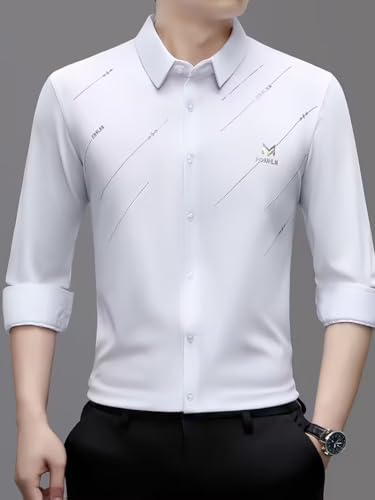 Image of IndoPrimo Men's Premium Satin Shirt for Party, Formal & Casual Wear - Stylish Designer Full Sleeve Shirt for Men