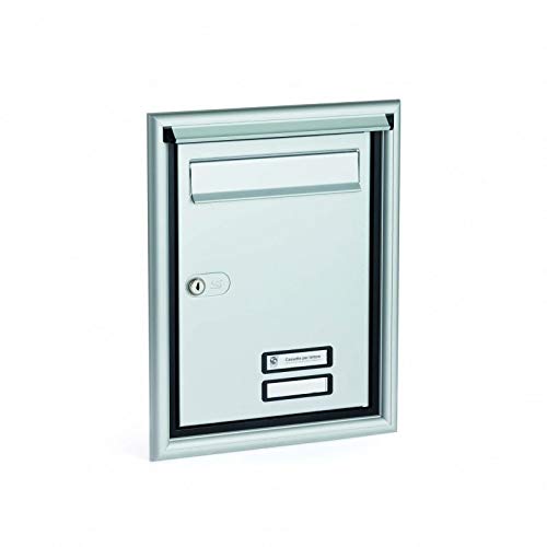 Silmec - Puerta postal completa para exterior, empotrada en pared, de aluminio plateado