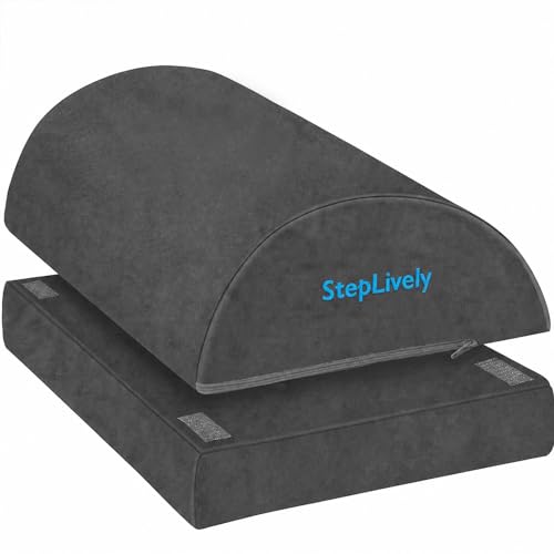 Image of StepLively Foot Rest for Under Desk at Work, Comfortable Foot Stool with 2 Adjustable Heights, Footrest with Washable Cover, for Back & Hip Pain Relief, Suitable for Office, Home and Car (Grey)