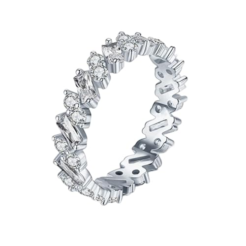 Alliance argent femme avec pierres irrégulières en zircone cubique 925