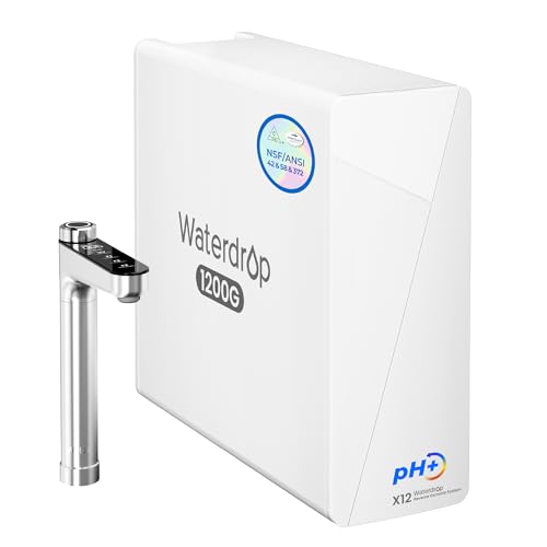 Waterdrop X12-Alkaline Mineral pH+ Reverse Osmosis System, NSF/ANSI 42&58&372 Certified, 1200 GPD RO Water Filter, 11-Stage Filtration Tankless RO System, 3:1 Pure to Drain, UnderSink, BPA F