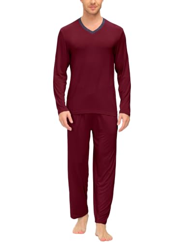 Image of JINSHI Men's Pajama Sets Soft Lightweight Sleepwear Nightwear with Pocket