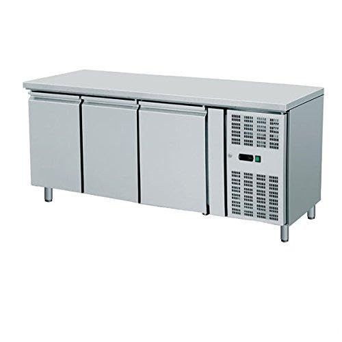 Tavolo frigo Refrigerato 3 sportelli porte, 420 Lt. Acciaio inox. -2°/+8°C. – Cm. 179,5x70x85H.