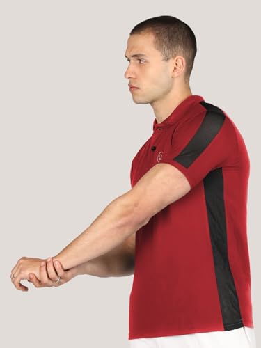 Image of CHKOKKO Men's Active Sports Wear Polo Half Sleeve Gym Tshirt with Button Collar Quick Dry Breathable Perfect for Workout Running Regular Fit Pack of 2