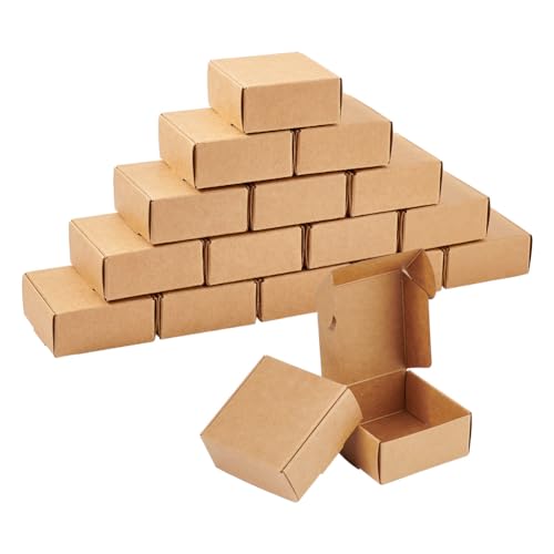OLYCRAFT 100 Mini Cajas de Cartón 5,5 x 5,5 x 2,5 cm - Cajas de Regalo Marrón para Joyas y Artículos Pequeños - Papel Kraft Corrugado para Envolver