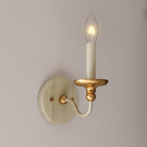 Image of Minka Lavery 1041-677 Westchester County Wall Sconce, 1-Light, 60 Total Watts, 5-in H x 7.38-in W, Sand Coal Black with Skyline Gold Leaf Accents
