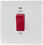 BG Electrical Unidad de control de cocina de doble polo, con indicador de potencia, 45 A, color blanco