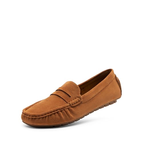 DREAM PAIRS Women's Loafers Penny Loafer Slip on Casual Dressy Comfortable Business Work Office Moccasins Driving Loafer Shoes 7 Brown