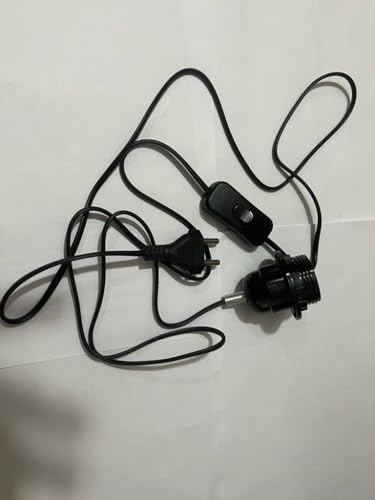 Image of E27 2-Pin Plug-In Light Fitting Hanging lantern cord with Switch & vintage Edison Buld Holder Socket, Black, 2 m Long Flexible Power Cable for Multipurpose Uses