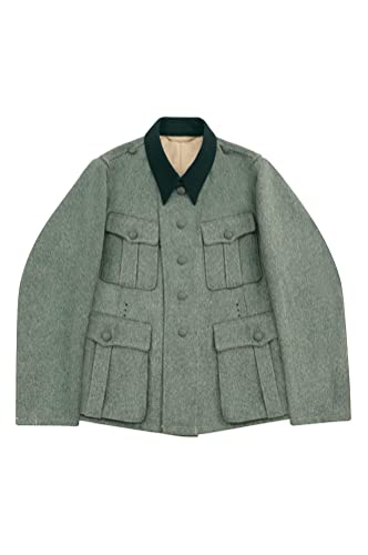 Túnica de lana alemana M36 para recreación histórica de la Segunda Guerra Mundial gris campo