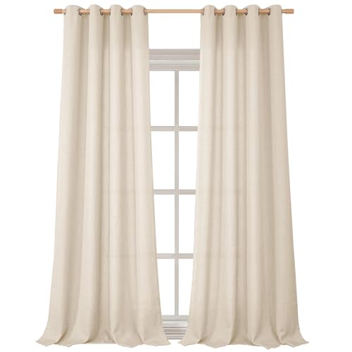 BGment 108 Inch Curtains Extra Long Curtains for Living Room, High Ceiling Floor Long Linen Look-Like Thick Burlap Textured Light Filtering Privacy Window Drapes, 52 x 108 Inch, Light Beige