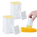 Atvkov 2 Pack Butter Spreader Corn Cob Holder, Plastic Butter Dispenser with Covers on Pancakes, Waffles, Bagels and Toasts