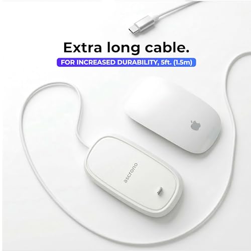 Image of Ascrono - Charging Station Compatible with Apple Magic Mouse - White - Perfect Accessories | Usable As Charging Dock, Stand & Charger | Includes 5ft (1.5m) USB-C Cable | USB-C Connector