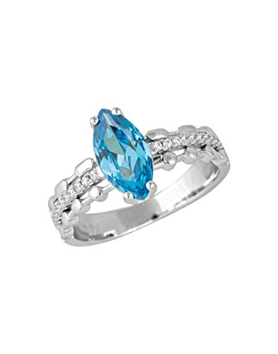 Bague bleu Byblos en argent 925 rhodié taille 56 de la Top Collection