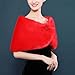 BESTORI Women's Wedding Faux Fur Wraps and Shawls Winter Shrug with Brooch for Brides Bridesmaids Red