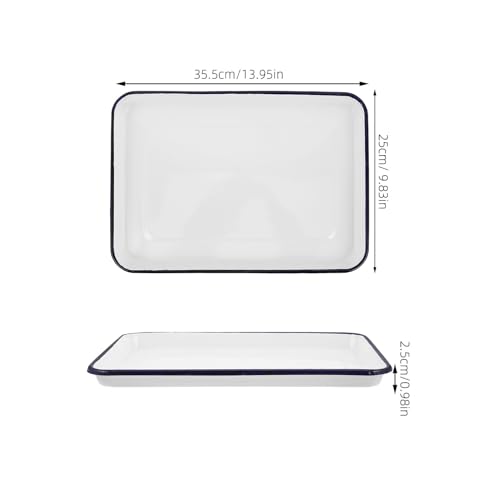Vaisselle en émail résistante la chaleur grand plat à rôtir rectangulaire blanc durable - 3