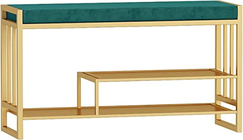 Meuble d'entrée élégant avec banc et rangement métallique résistant - 4