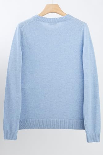 Image of JENNIE LIU Women's 100% Pure Cashmere Crew Neck Sweater, Tight Knit Cozy Soft Hand Washable Long Sleeve Pullover