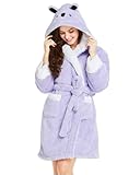 TIMSOPHIA Plush Robes for Womens Bathrobes with Hood Soft Animal Robes Cozy Warm Koala Gifts on Valentine' Day