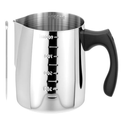 QWORK Candle Making Pouring Pot with Stirring Spoon - 900ml/32oz Stainless Steel Double Boiler Candle Making Pitcher