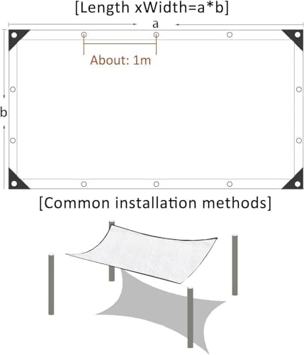 90% UV Protection e Cloth, Breathable Sunblock Netting for Garden & Patio, Customizable White Sail with Grommets, 5x2m (6.4x39.4ft) & 4x7m (13.1x23ft)