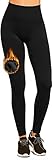 Women's Plus Size Fleece Lined Leggings Thermal High Waist Tummy Control Yoga Pants Winter Slimming Workout Running Tights (Black, 3X-Large)