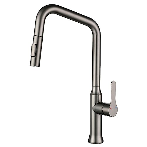 Robinet de cuisine en laiton massif avec douchette extractible et bec rotatif 360