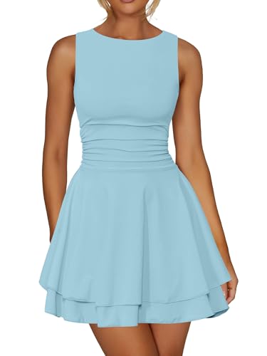 Amazon.com: Kaximil Women's Ruffle Hem Boat Neck Mini Dress