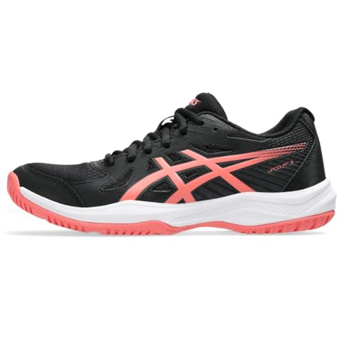 ASICS Women's Upcourt 6 Indoor Sport Shoes, 10.5, Black/Papaya