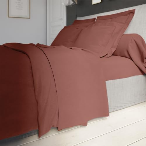 Drap plat Influence Percale Brique DODO linge de lit respirant terracotta