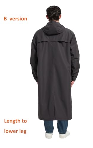 Image of NORDIC OUTLAND Rain Jacket Men,Waterproof Breathable Long Raincoat with Hood Mesh Lining,Windbreaker for outdoor activities